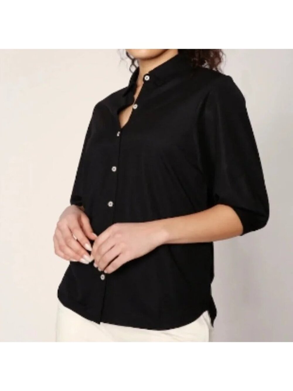 NEW Guillaume Black Stretch Button Down Collared Woven Shirt - XL